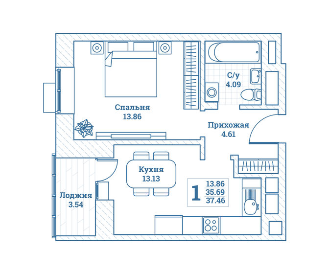 30,3 м², 1-комнатная квартира 6 715 000 ₽ - изображение 19