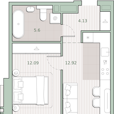 Квартира 34,7 м², 1-комнатная - изображение 2
