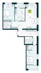 Квартира 106,9 м², 3-комнатная - изображение 1