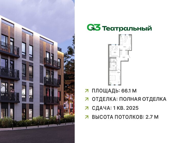 58,7 м², 2-комнатная квартира 7 000 000 ₽ - изображение 81