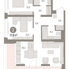 Квартира 77,9 м², 2-комнатная - изображение 3