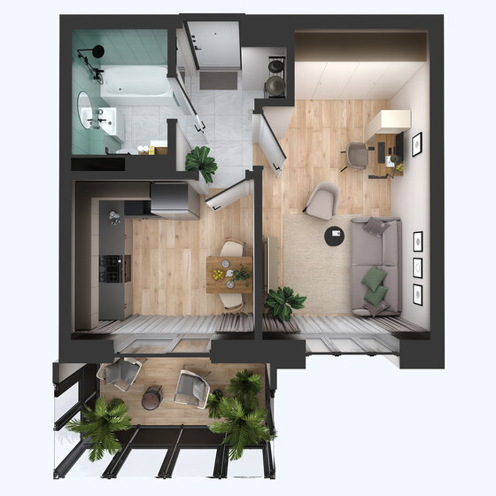 38,5 м², 1-комнатная квартира 7 851 960 ₽ - изображение 83