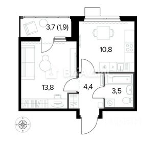 Квартира 34,1 м², 1-комнатная - изображение 1