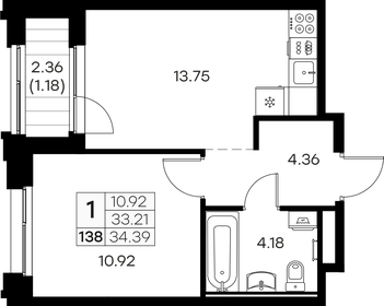 Квартира 34,4 м², 1-комнатная - изображение 1