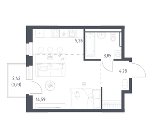Квартира 29,2 м², студия - изображение 1