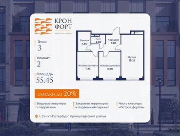 Квартира 55,5 м², 2-комнатная - изображение 1