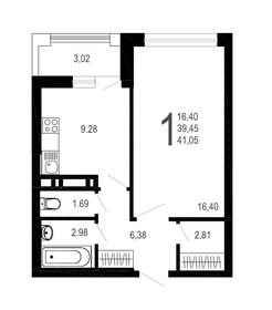 Квартира 41,1 м², 1-комнатная - изображение 1