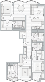 Квартира 125,2 м², 3-комнатная - изображение 1
