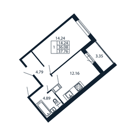 Квартира 35,2 м², 1-комнатная - изображение 3