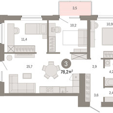 Квартира 78,2 м², 3-комнатная - изображение 2