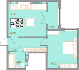 Квартира 50,6 м², студия - изображение 1
