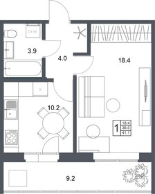 Квартира 41,1 м², 1-комнатная - изображение 1