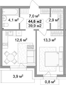Квартира 44,6 м², 1-комнатная - изображение 1