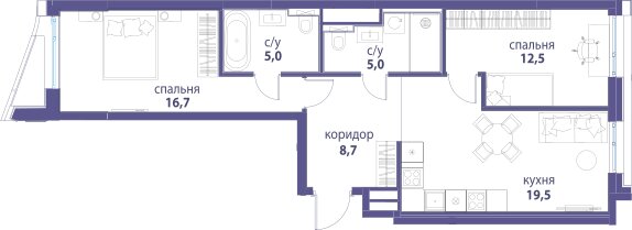 33,5 м², 1-комнатная квартира 2 650 000 ₽ - изображение 54