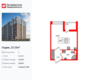 Квартира 25,3 м², студия - изображение 1