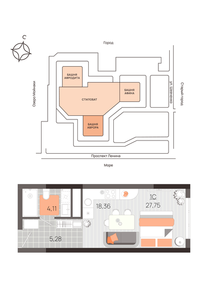 23,9 м², квартира-студия 8 119 200 ₽ - изображение 19