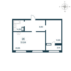 Квартира 51,7 м², 1-комнатная - изображение 1