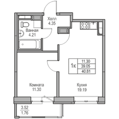 Квартира 38,1 м², 1-комнатная - изображение 2