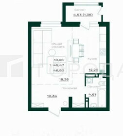 Квартира 46,8 м², студия - изображение 1