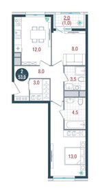 Квартира 53 м², 2-комнатная - изображение 1