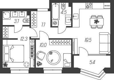 Квартира 63,1 м², 2-комнатная - изображение 1