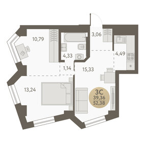 Квартира 52,4 м², 3-комнатная - изображение 1