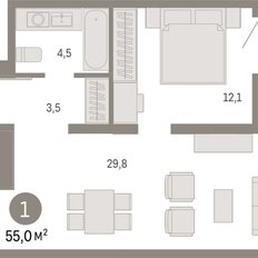Квартира 55 м², 1-комнатная - изображение 3