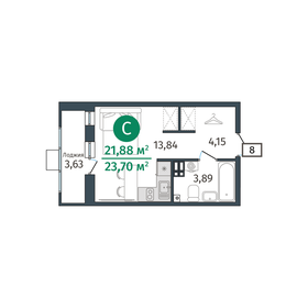 Квартира 22,4 м², студия - изображение 1