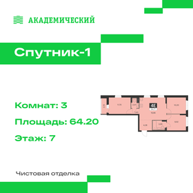 Квартира 64,2 м², 3-комнатная - изображение 1
