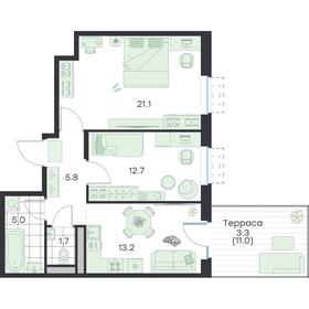 Квартира 62,8 м², 2-комнатная - изображение 1