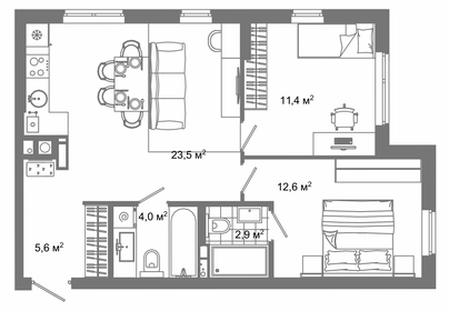 Квартира 60 м², 2-комнатная - изображение 1