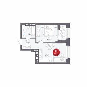 Квартира 37,2 м², 1-комнатная - изображение 1