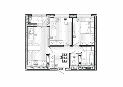 Квартира 54,6 м², 2-комнатная - изображение 1