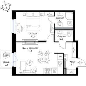 Квартира 39,4 м², 1-комнатная - изображение 1