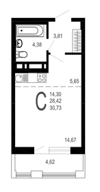 Квартира 30,8 м², студия - изображение 1