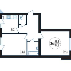 Квартира 58,8 м², 2-комнатная - изображение 2