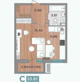 Квартира 33,6 м², студия - изображение 1