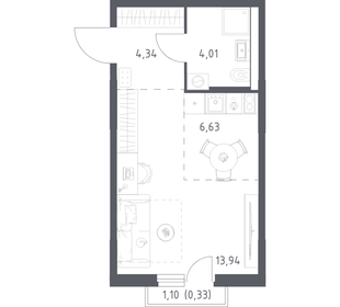 Квартира 29,3 м², 1-комнатная - изображение 1