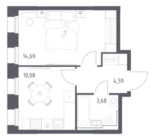 Квартира 33 м², 1-комнатная - изображение 1