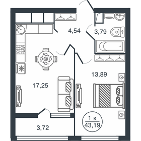 Квартира 43,2 м², 1-комнатная - изображение 1