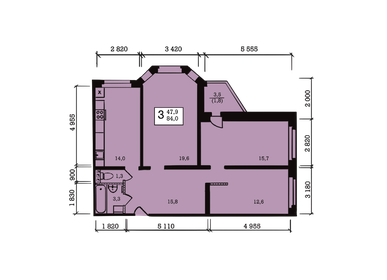 Квартира 84 м², 3-комнатная - изображение 1