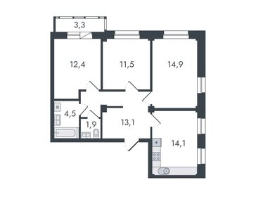 Квартира 75,7 м², 3-комнатная - изображение 1
