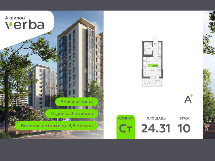 24,3 м², квартира-студия 4 061 260 ₽ - изображение 50
