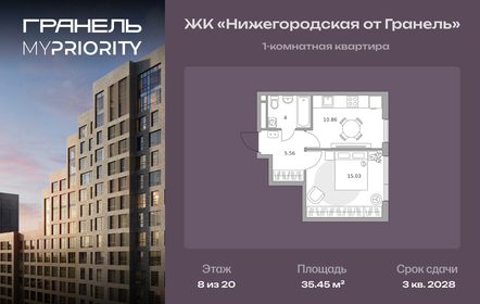 Квартира 35,5 м², 1-комнатная - изображение 1