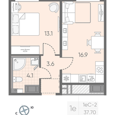 Квартира 37,7 м², 1-комнатная - изображение 2