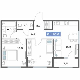 Квартира 51,3 м², 2-комнатная - изображение 1