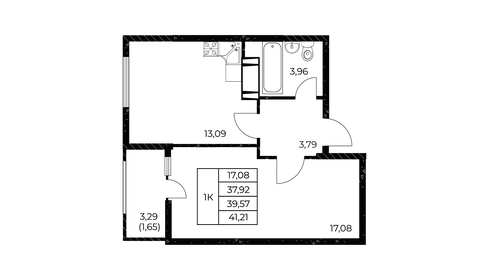 Квартира 41,2 м², 1-комнатная - изображение 1