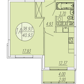 Квартира 40,9 м², 1-комнатная - изображение 1