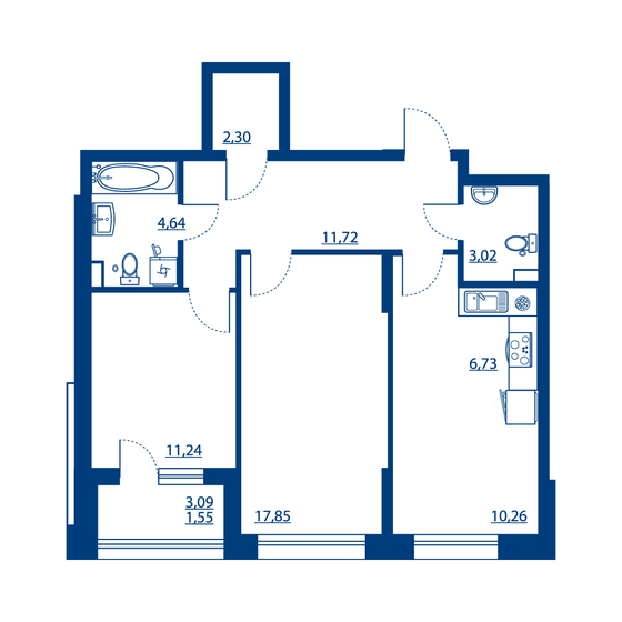 70,9 м², 2-комнатная квартира 11 368 476 ₽ - изображение 15