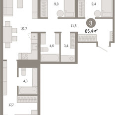 Квартира 85,4 м², 3-комнатная - изображение 3